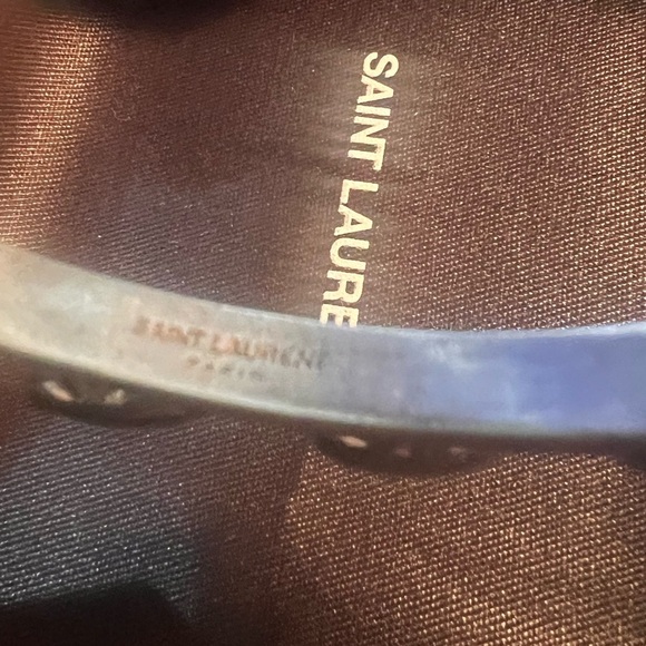 YSL Saint Laurent NWOT women’s silver bracelet with hearts cuff adjustable - Picture 6 of 6